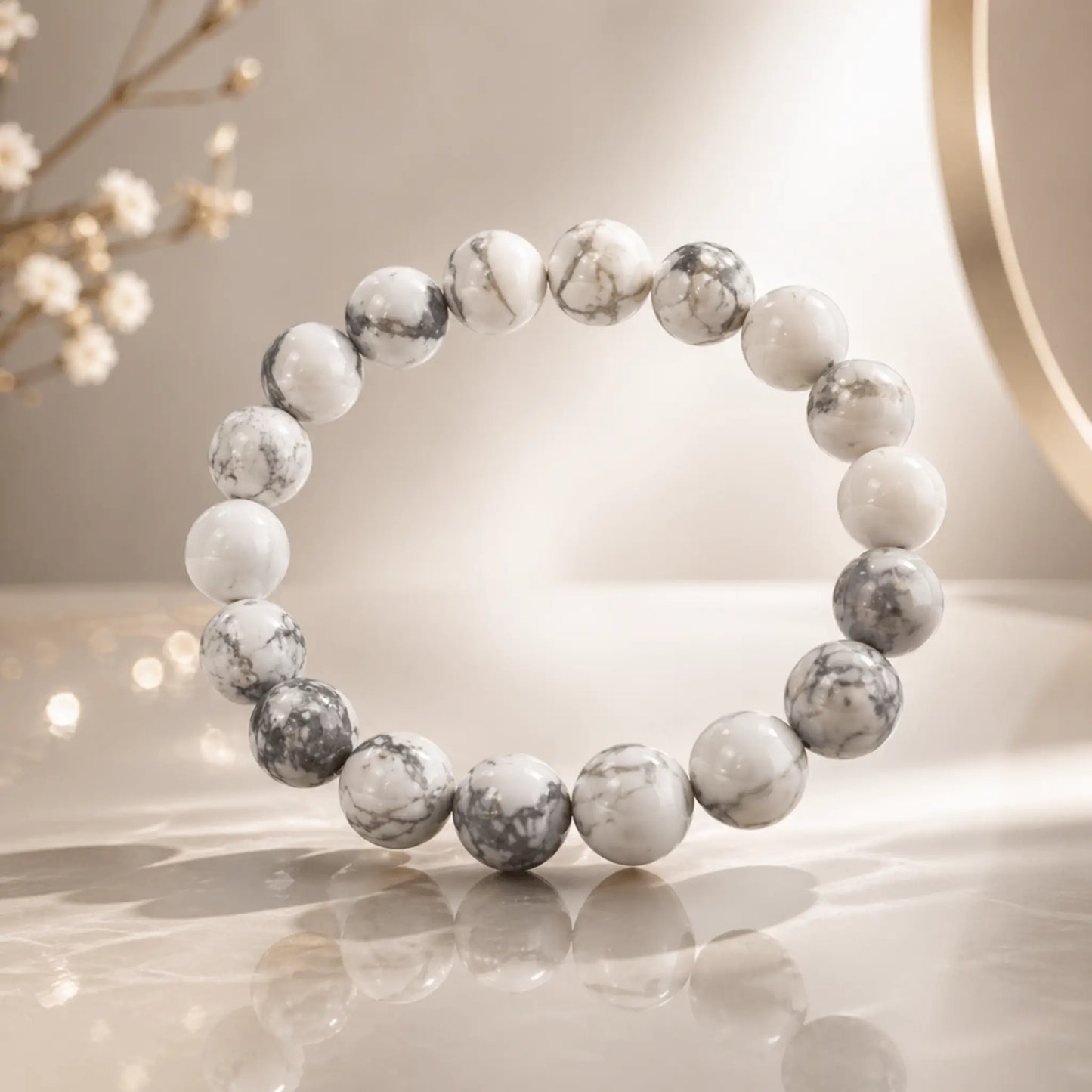 Bracelet en Howlite Blanche
